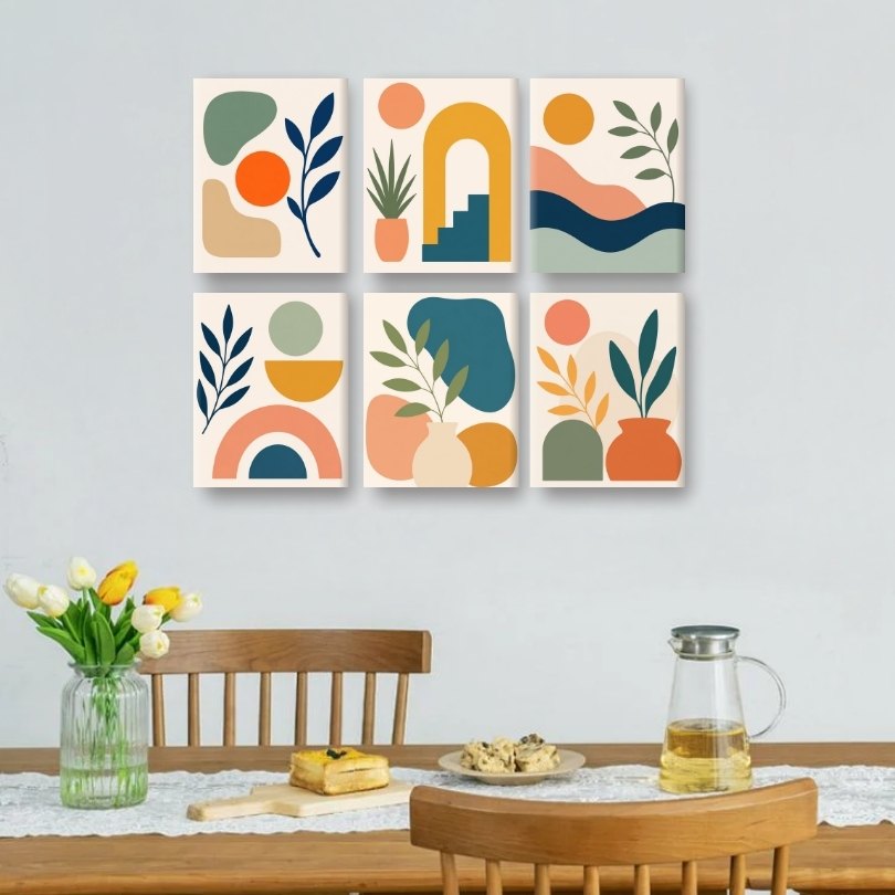 6 Mini Paintings | Boho Landschappen Set