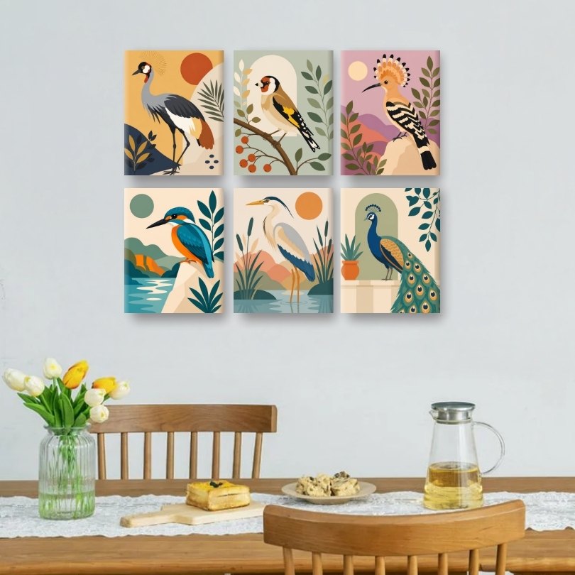 6 Mini Paintings | Majestueuze Vogels Set