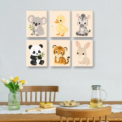 6 Mini Paintings | Baby Dieren Set