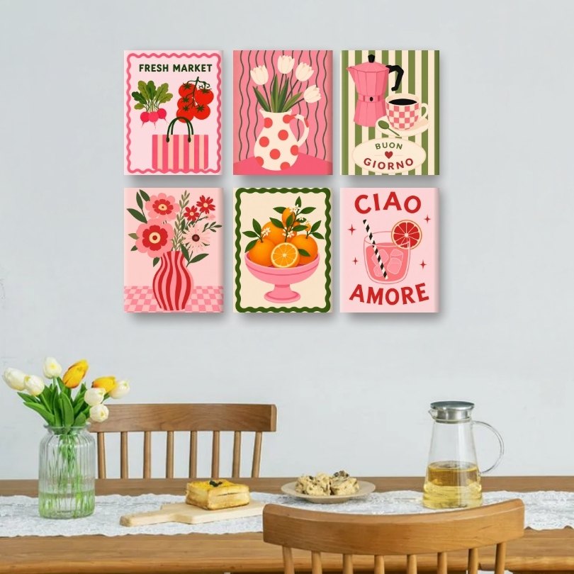 6 Mini Paintings | Roze Markt Set