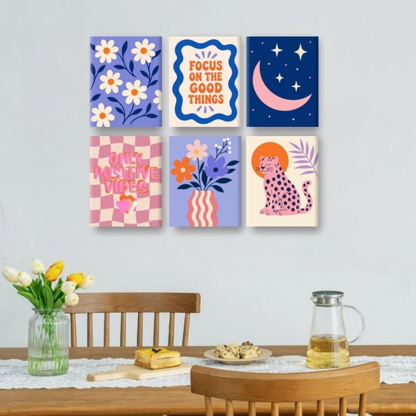 6 Mini Paintings | Positieve Vibes Set