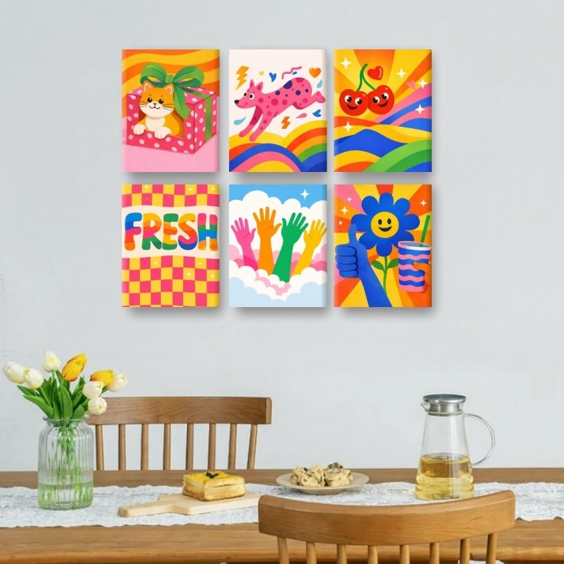 6 Mini Paintings | Regenbogen Pop-Art Set