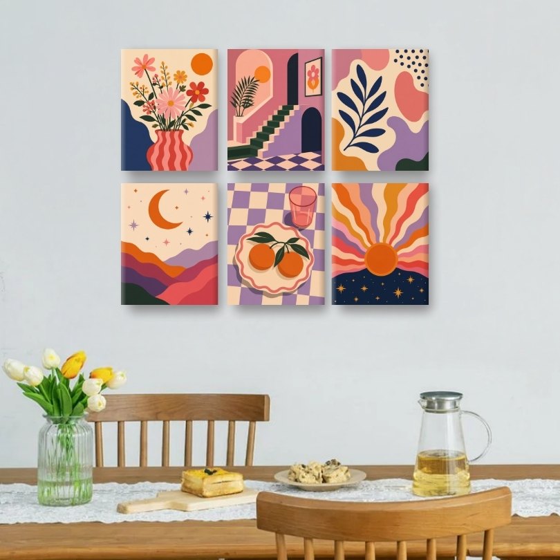 6 Mini Paintings | Sunny Boho Set