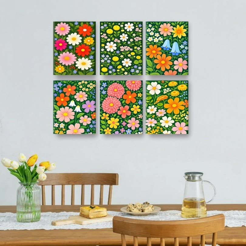 6 Mini Paintings | Bloemenveld Set