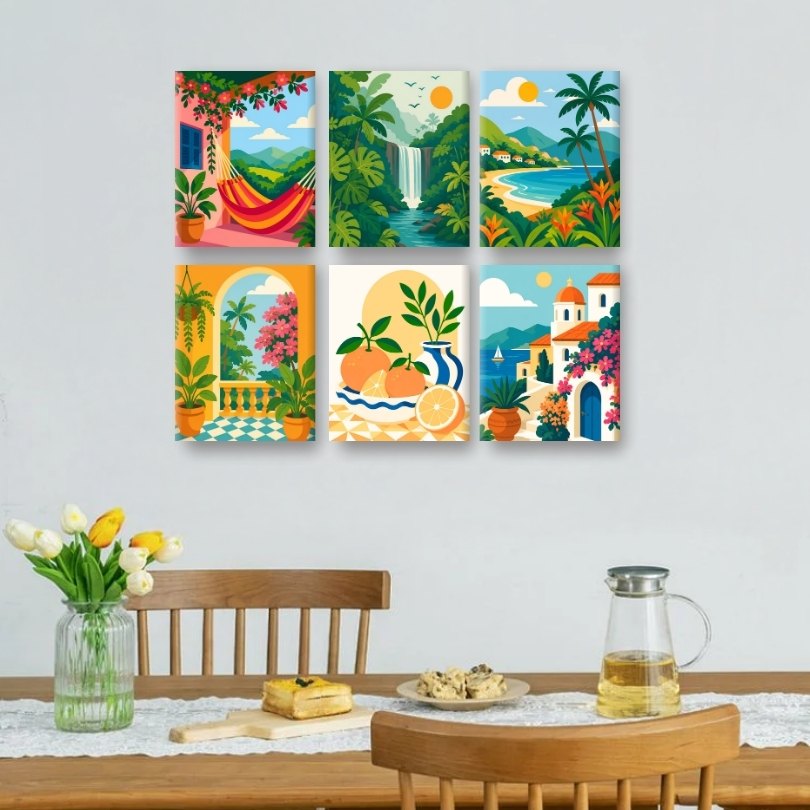 6 Mini Paintings | Zomer Ontsnappingen Set