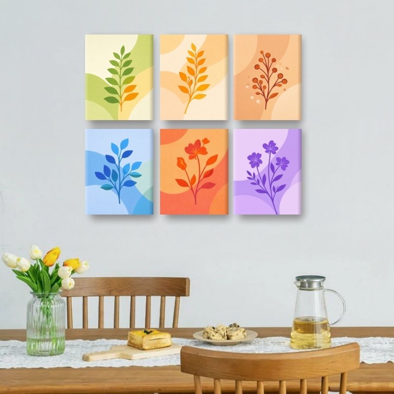 6 Mini Paintings | Kleurrijke Planten Set