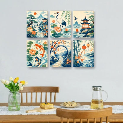 6 Mini Paintings | Chinese Lantaarns Set