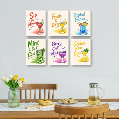 6 Mini Paintings | Cocktail Quotes Set