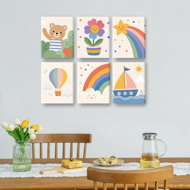 6 Mini Paintings | Regenboog & Zonneschijn Set