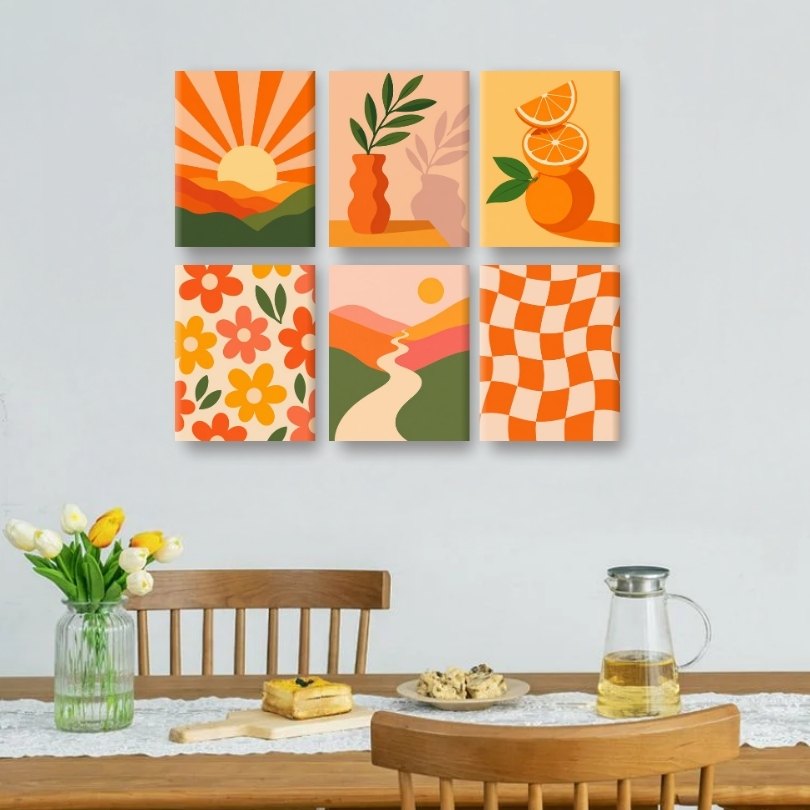 6 Mini Paintings | Gouden Citrus Set
