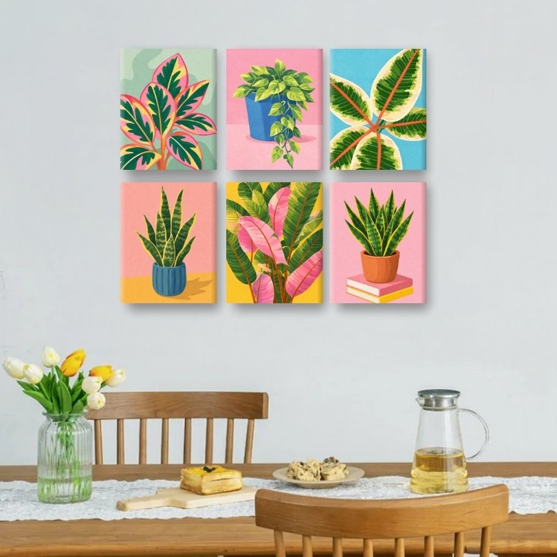 6 Mini Paintings | Mooie Planten Set