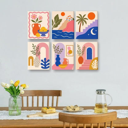 6 Mini Paintings | Roze Bogen Set