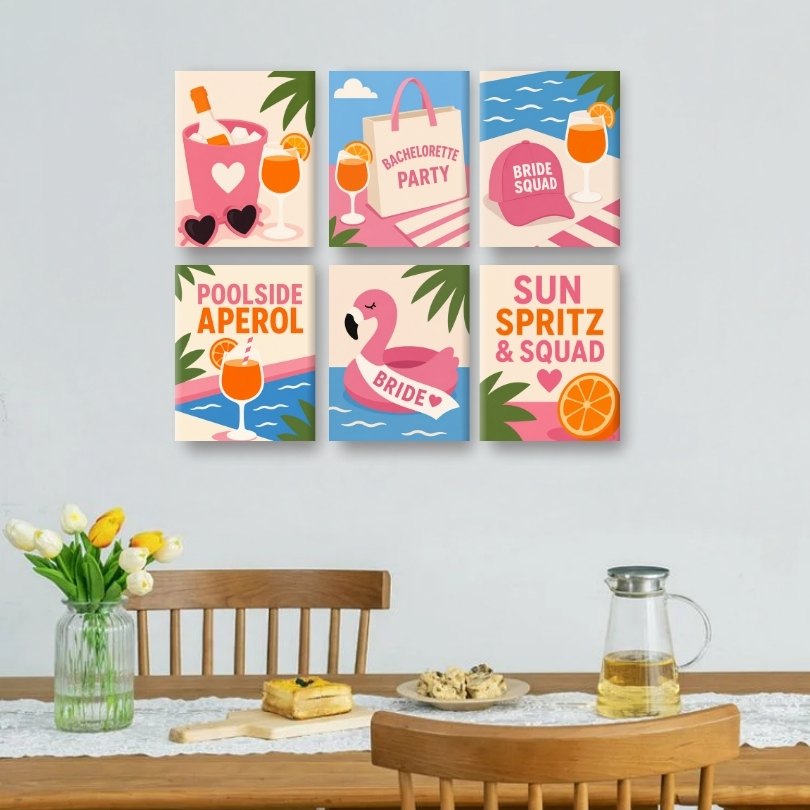 6 Mini Paintings | Aperol Bachelorette Set