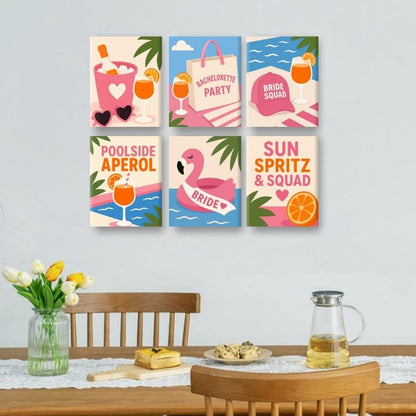 6 Mini Paintings | Aperol Bachelorette Set