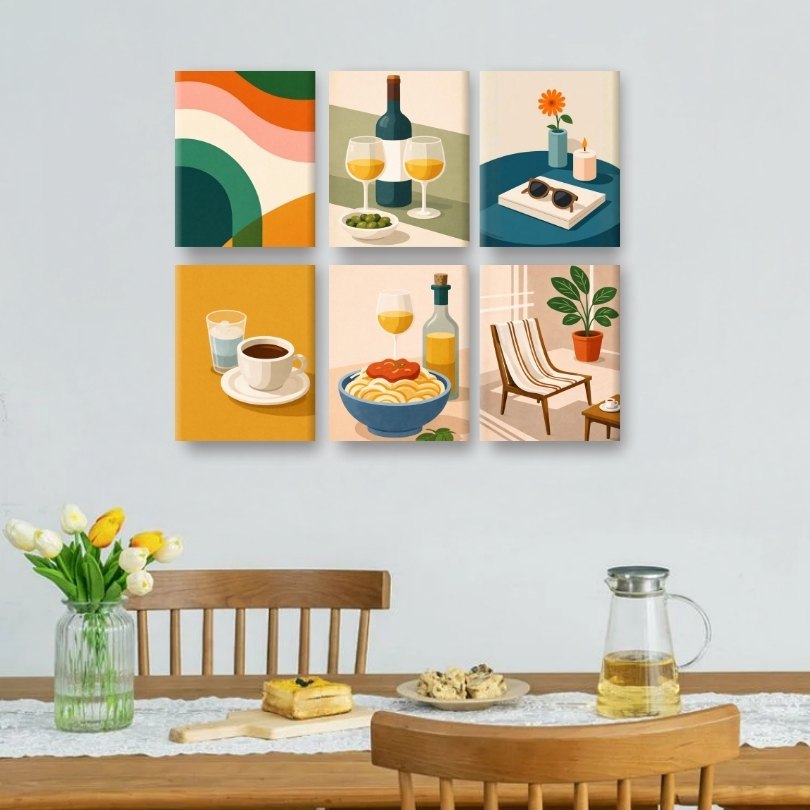 6 Mini Paintings | Zonnige Keuken Set