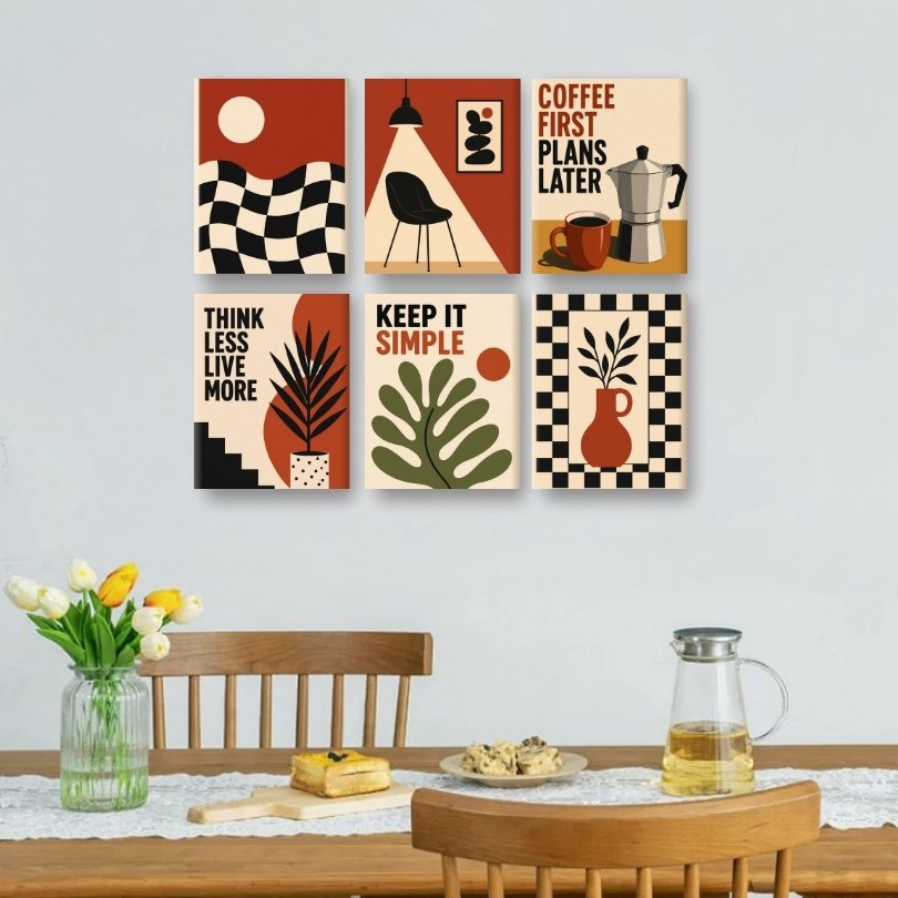 6 Mini Paintings | Retro Modern Set
