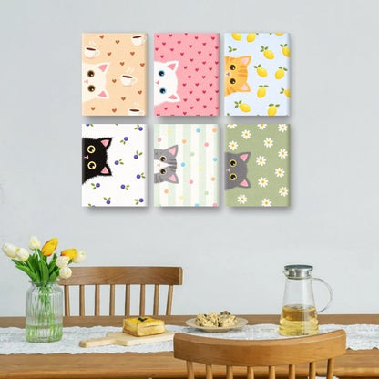 6 Mini Paintings | Nieuwsgierige Katten Set