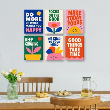 6 Mini Paintings | Positieve Quotes Set