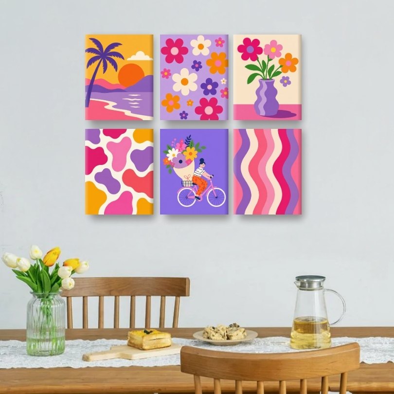 6 Mini Paintings | Flower Power Set