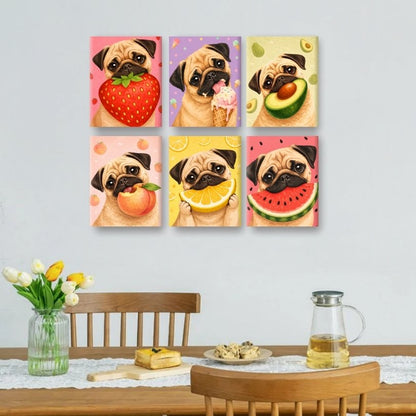 6 Mini Paintings | Hond & Fruit Set