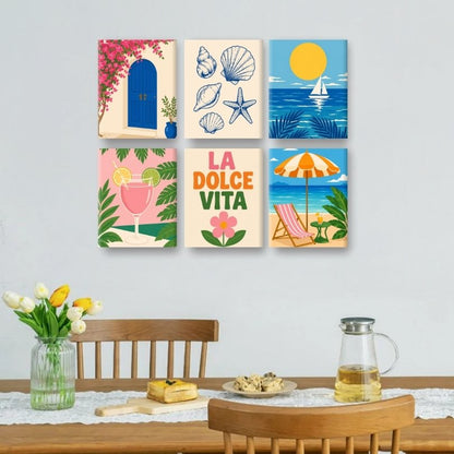 6 Mini Paintings | Blauwe Horizon Set