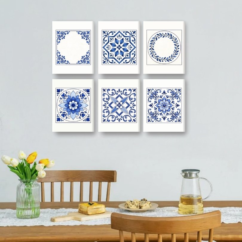 6 Mini Paintings | Delfts Blauwe Tegels Set