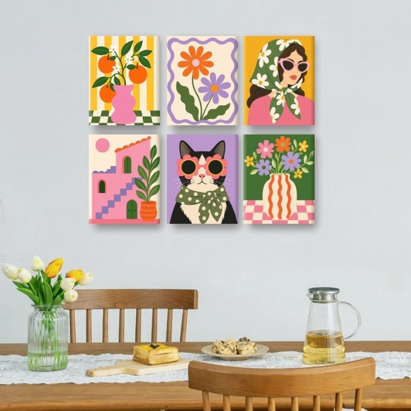 6 Mini Paintings | Madeliefje Meisje Set