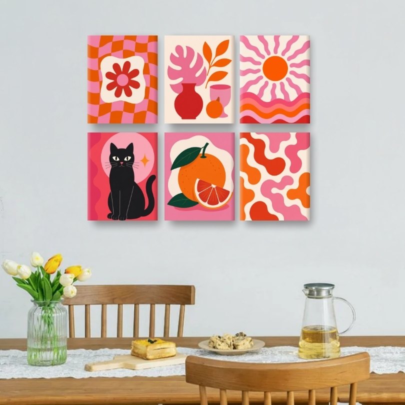6 Mini Paintings | Retro Gloed Set