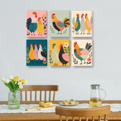 6 Mini Paintings | Gelukkige Hennen Set