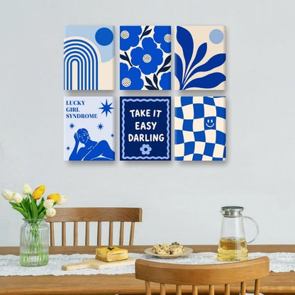 6 Mini Paintings | Blauwe Kustlijn Set