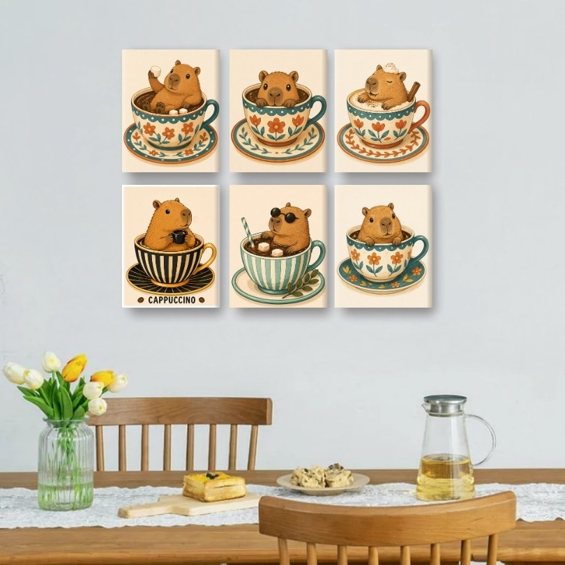 6 Mini Paintings | Capibara's in Kopjes Set