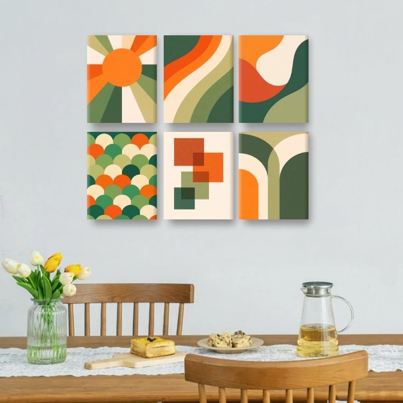6 Mini Paintings | Retro Vormen Set