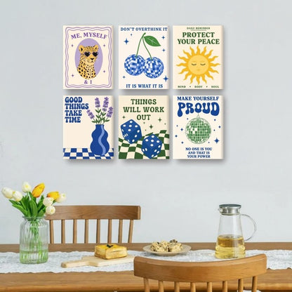 6 Mini Paintings | Disco Affirmaties Set