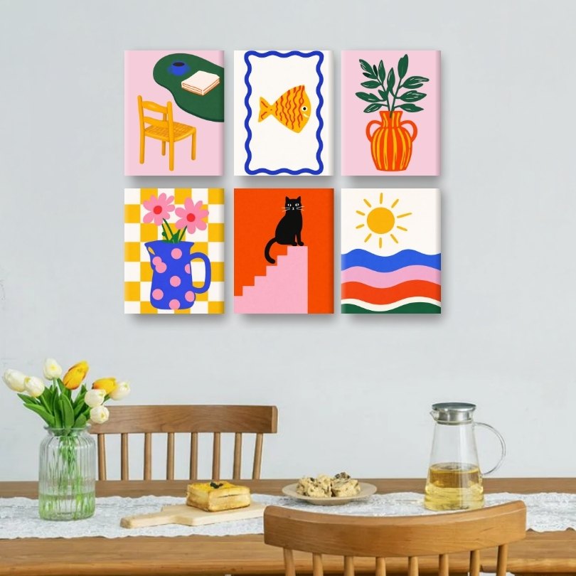 6 Mini Paintings | Moderne Mediterrane Set