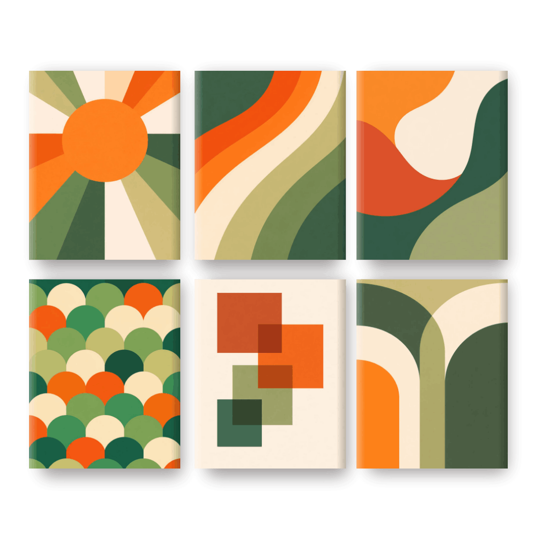 6 Mini Paintings | Retro Vormen Set- Schilderen op nummers