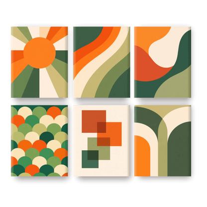 6 Mini Paintings | Retro Vormen Set- Schilderen op nummers