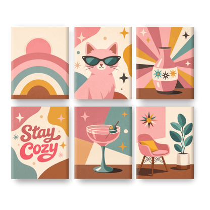 6 Mini Paintings | Stay Cozy Set- Schilderen op nummers