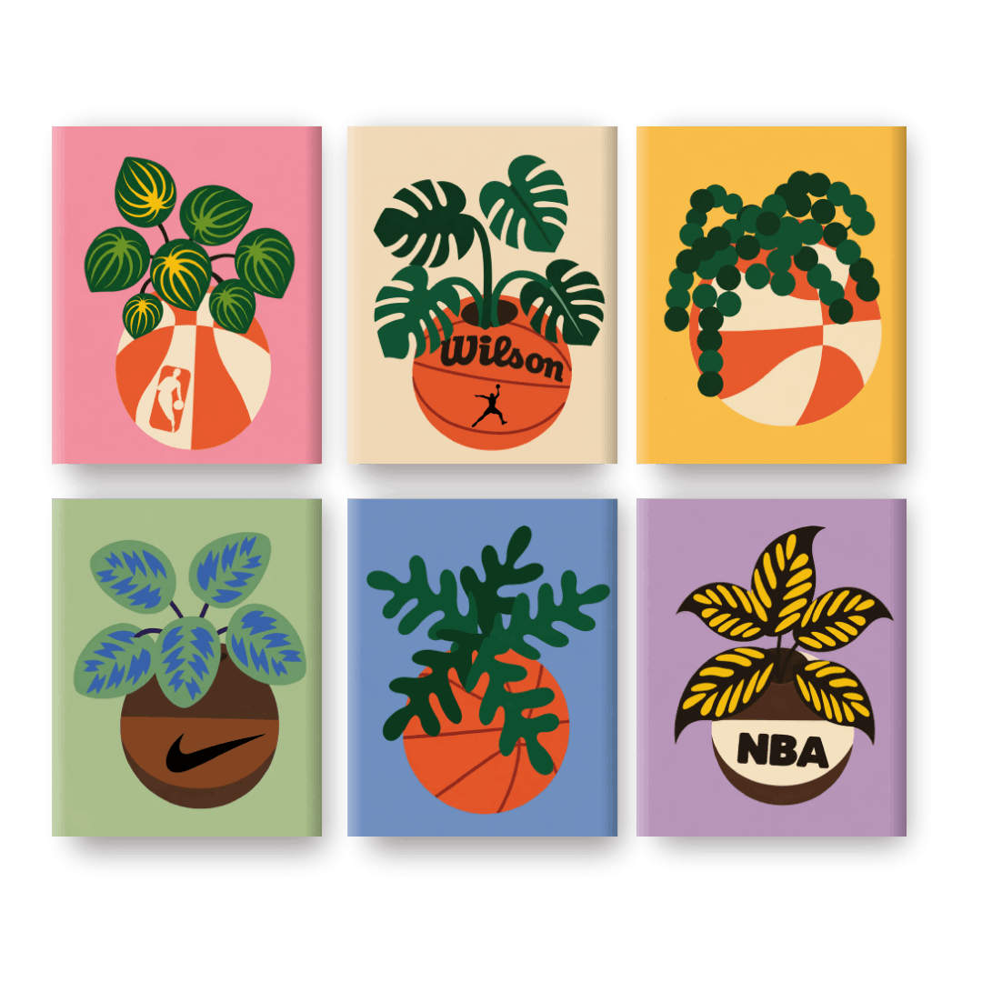 6 Mini Paintings | Bloeiend Basketball Set
