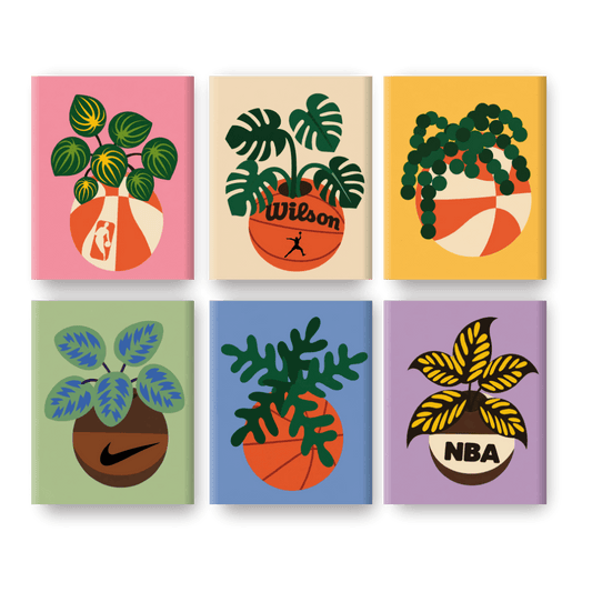 6 Mini Paintings | Bloeiend Basketball Set