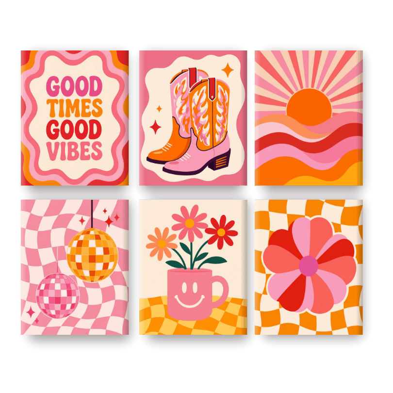 6 Mini Paintings | Disco Nachten Set