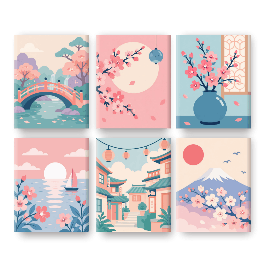 6 Mini Paintings | Mount Fuji Set