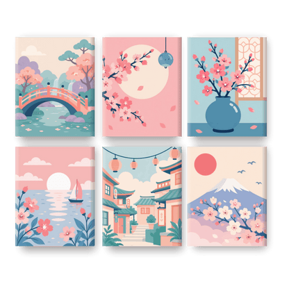 6 Mini Paintings | Mount Fuji Set