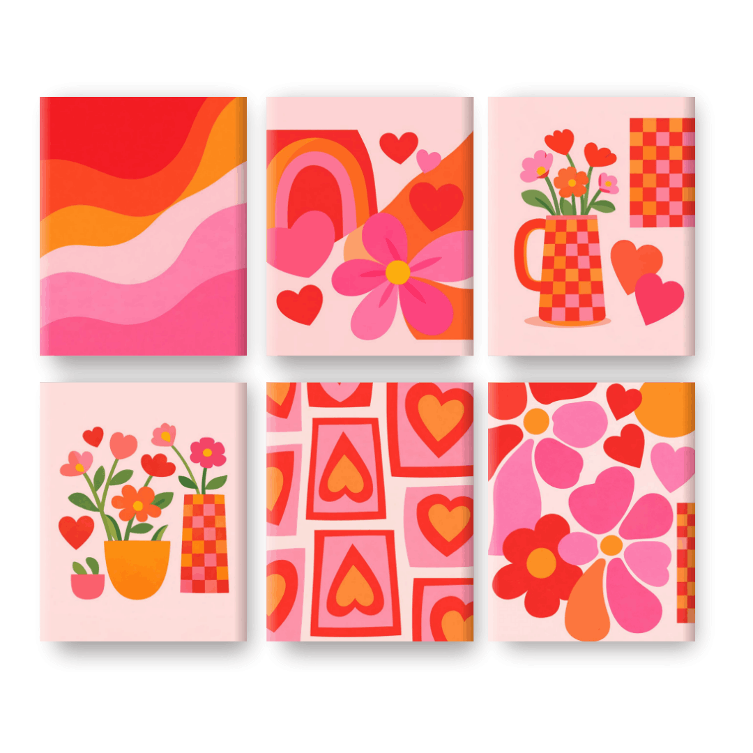 6 Mini Paintings | Liefde & Bloemen Set- Schilderen op nummers