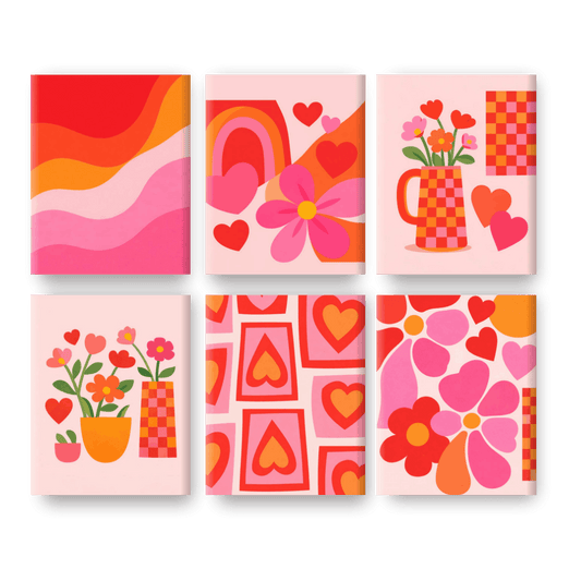 6 Mini Paintings | Liefde & Bloemen Set- Schilderen op nummers