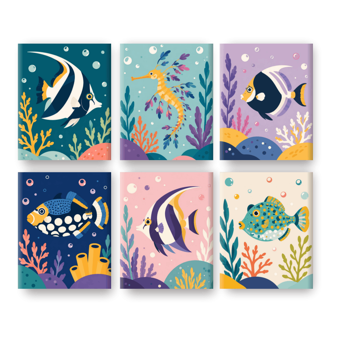 6 Mini Paintings | Oceaan Wonderen Set