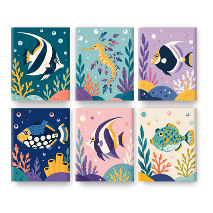 6 Mini Paintings | Oceaan Wonderen Set