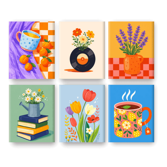 6 Mini Paintings | Bloemen Momenten Set- Schilderen op nummers