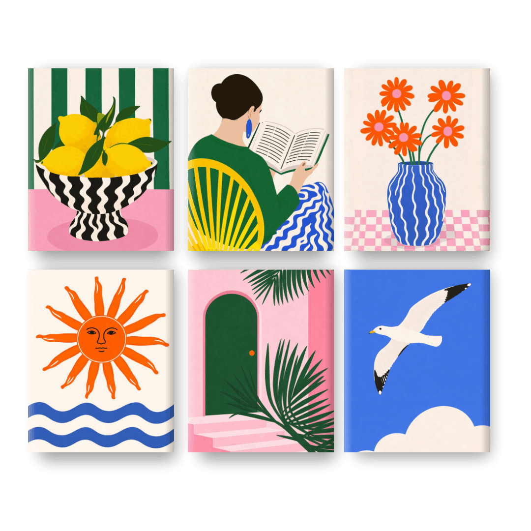 6 Mini Paintings | Zonnige Mediterrane Set- Schilderen op nummers