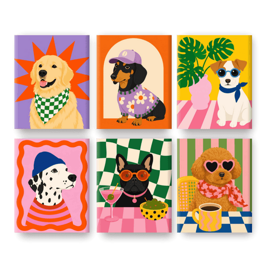 6 Mini Paintings | Fancy Pups Set