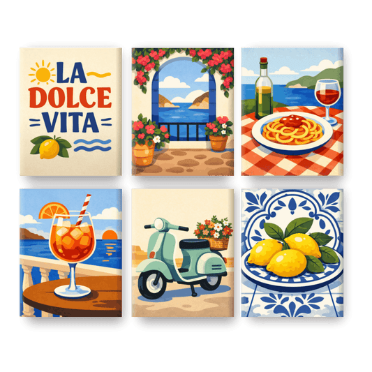 6 Mini Paintings | Dolce Vita Momenten Set- Schilderen op nummers